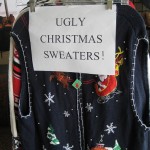 Ugly Christmas sweaters for sale sign