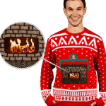 crackling fireplace animated ugly christmas sweater