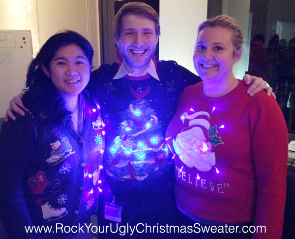 Ugly Christmas sweaters with lights