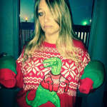 t-rex ugly Christmas sweater with sleeves