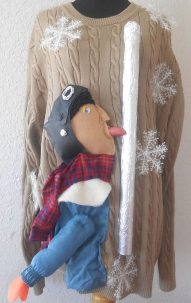 Tongue stuck to pole A Christmas Story ugly Christmas sweater